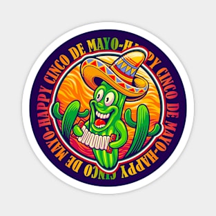 Happy Cinco de Mayo Mexican Fiesta Funny Cactus wearing sombrero Mexican Hat Magnet